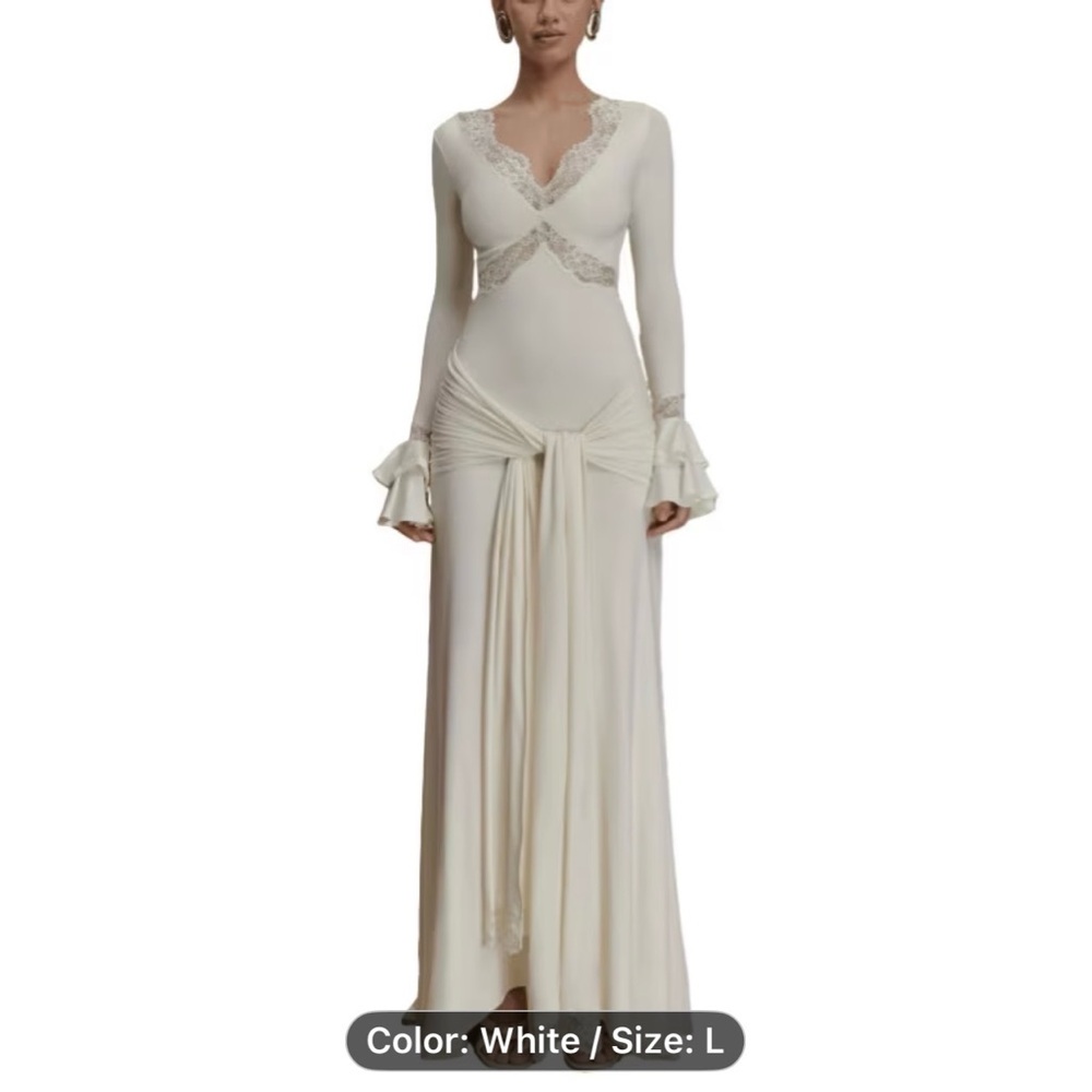 Elegant White Long Sleeve Dress